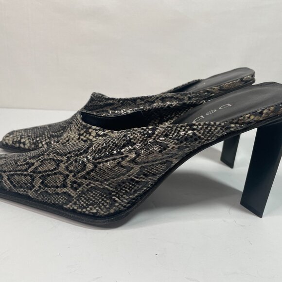 Bebe Grey Snakeskin Mule Square Toe - Picture 4 of 8